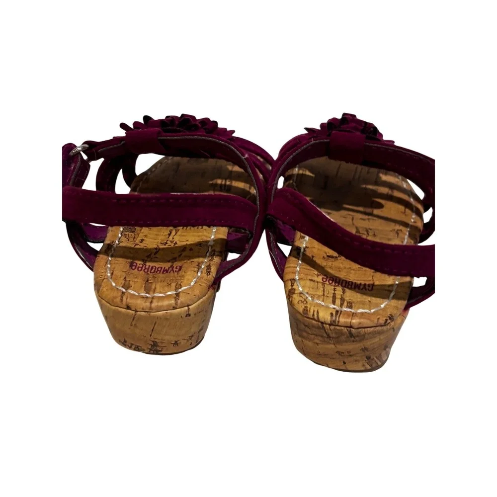 Gymboree Girls‎ Plum Purple Floral Cork Wedge Sandals Toddler Size 5